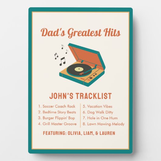 レトロ父の日「パパのヒット素晴らし」のカスタム フォトプラーク (正面)