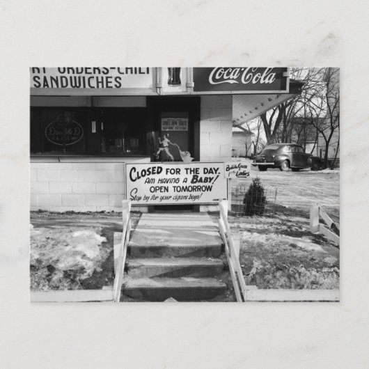 レトロ父ベビー告知ヴィンテージ写真 案内ポストカード (正面)