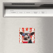 レトロ牛の赤いストライプのポップコーン模様 マグネット (インサイチュ (食洗機))