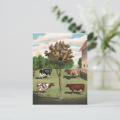 レトロ牛はがき ポストカード (スタンド正面)