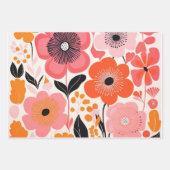 レトロ牡丹花 ラッピングペーパーシート (正面2)