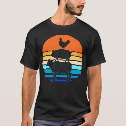 レトロ牧畜農家家畜ショー レトロ Tシャツ (正面)