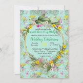 レトロ牧草地の花 招待状 (正面)