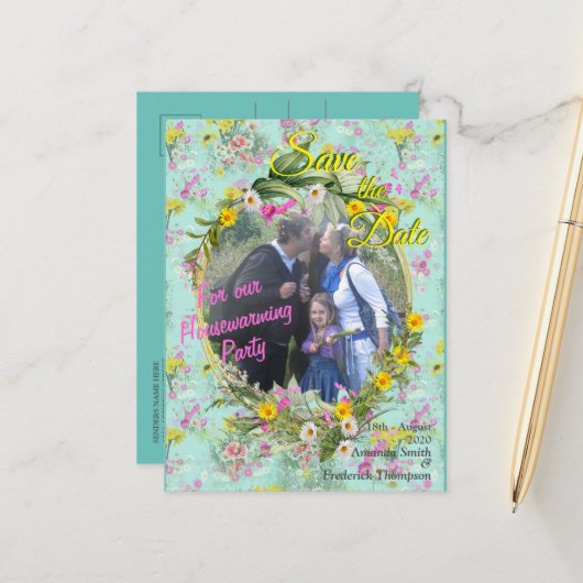 レトロ牧草地の花 案内ポストカード (正面/裏面インサイチュ)