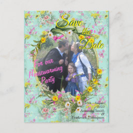 レトロ牧草地の花 案内ポストカード