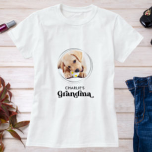 レトロ犬おばあちゃんパーソナライズされた子犬ペットフォト Tシャツ