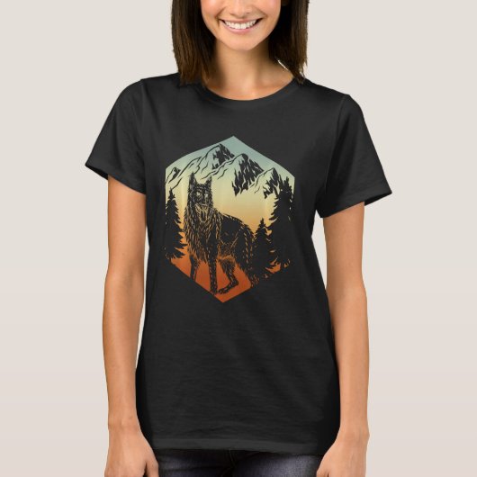 レトロ犬ドイツ羊飼い Tシャツ (正面)