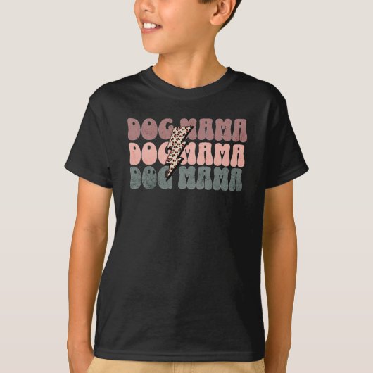 レトロ犬ママ – ヒョウママ – 犬の恋人 – かわいい Tシャツ (正面)