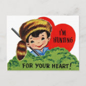 レトロ狩りのハート ポストカード (正面)
