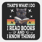 レトロ猫が読み手のハロウィン読の贈り物 スクエアシール (正面)