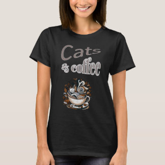 レトロ猫とコーヒー Tシャツ