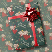 レトロ猫のストッキングムウィーのクリスマスヴィンテージ ラッピングペーパー