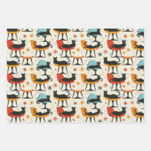 レトロ猫のチェアパターン ラッピングペーパーシート (正面)