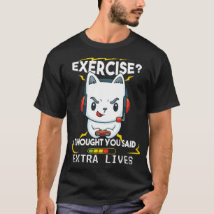 レトロ猫のビデオゲームコントローラー余分なライフ ゲーム Tシャツ