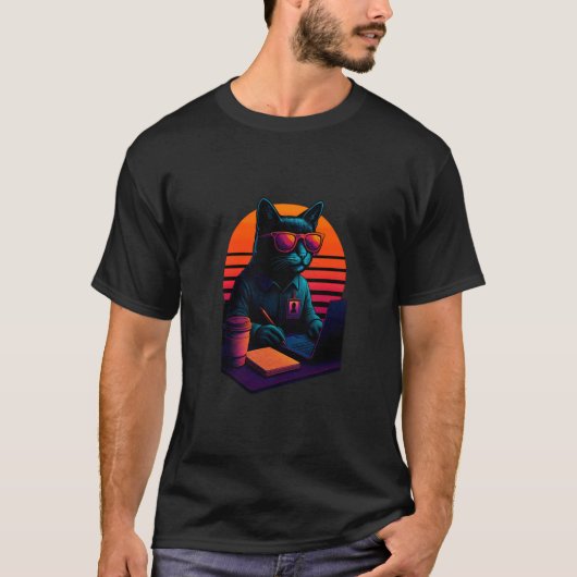 レトロ猫の効率化実行スキルオペレーションズM Tシャツ (正面)