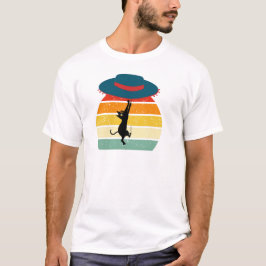 レトロ猫の夕日 ヴィンテージな猫好きアート Tシャツ