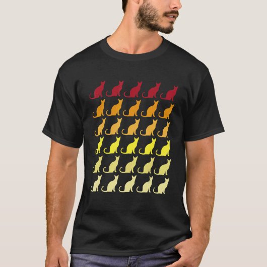 レトロ猫アニマル柄 Tシャツ (正面)