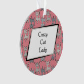 レトロ猫グラフィックパターングレー オーナメント (正面)