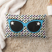 レトロ猫サングラスパターン青 ランバークッション (ブランケット)