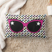 レトロ猫サングラスパターン(ピンク) ランバークッション (ブランケット)