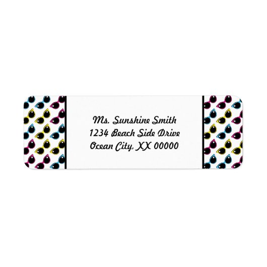 レトロ猫サングラスパターン ラベル (正面)