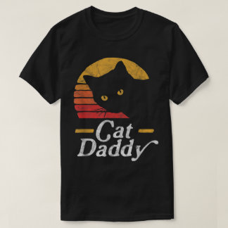 レトロ猫パパ 黒猫デザイン Tシャツ