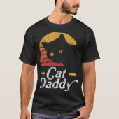 レトロ猫パパ 黒猫デザイン Tシャツ (正面)