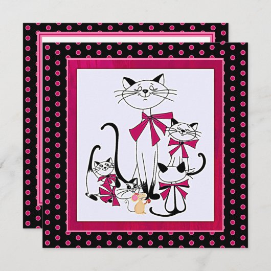 レトロ猫ファミリーとマウス シーズンカード (正面/裏面)