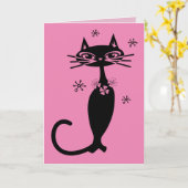 レトロ猫マザーズデイカード カード (黄色い花)