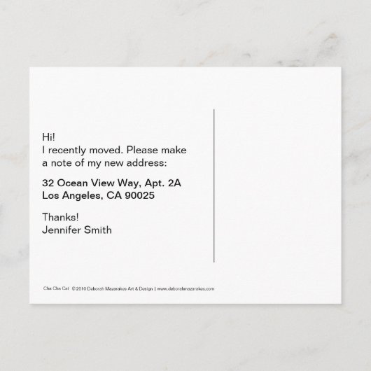 レトロ猫マンガ「引越し」新しい住所はがき 案内ポストカード (裏面)