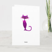 レトロ猫ミッドセンチュリーかわいい紫ガーリーがかったピンク カード (裏面)