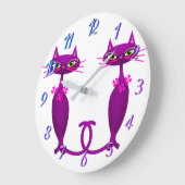 レトロ猫ミッド・センチュリーガーリーかわいい ラージ壁時計 (傾斜)
