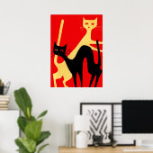 レトロ猫ヴィンテージミニマリスト ポスター (ホームオフィス)