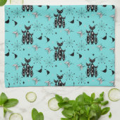 レトロ猫原子スターバストモダンミッドセンチュリーキット キッチンタオル (折り畳み)