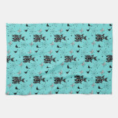 レトロ猫原子スターバストモダンミッドセンチュリーキット キッチンタオル (横)