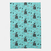 レトロ猫原子スターバストモダンミッドセンチュリーキット キッチンタオル (縦)