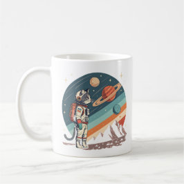 レトロ猫宇宙飛行士コズミックスペースイラスト コーヒーマグカップ