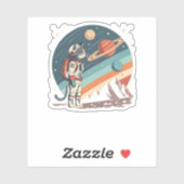 レトロ猫宇宙飛行士コズミックスペースイラスト シール (シート)
