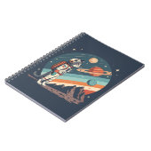 レトロ猫宇宙飛行士コズミックスペースイラスト ノートブック (左側)