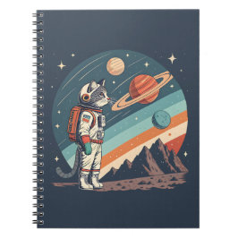 レトロ猫宇宙飛行士コズミックスペースイラスト ノートブック