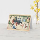 レトロ猫結婚結婚カード カード (黄色い花)