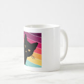 レトロ猫黒猫シャツヴィンテージ猫 コーヒーマグカップ (正面右)