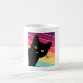 レトロ猫黒猫シャツヴィンテージ猫 コーヒーマグカップ (中央)
