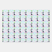 レトロ猫(お母さんハートと花) ラッピングペーパーシート (正面2)