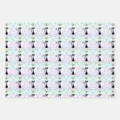 レトロ猫(お母さんハートと花) ラッピングペーパーシート (正面)