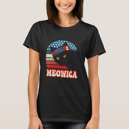 レトロ猫 アメリカ独立記念日 ミャメリカ メンズ アメリカ Tシャツ (正面)