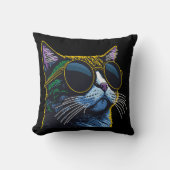 レトロ猫：イエローグラスチャーム クッション (正面)