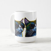 レトロ猫:イエローグラスチャーム コーヒーマグカップ (正面左)