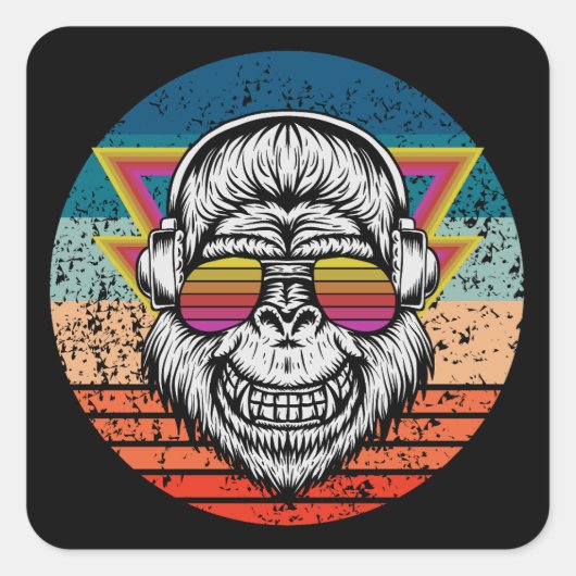 レトロ猿 スクエアシール (正面)