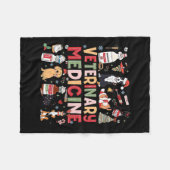 レトロ獣医獣医Vetテックキャットドッグ恋人C フリースブランケット (正面(横))